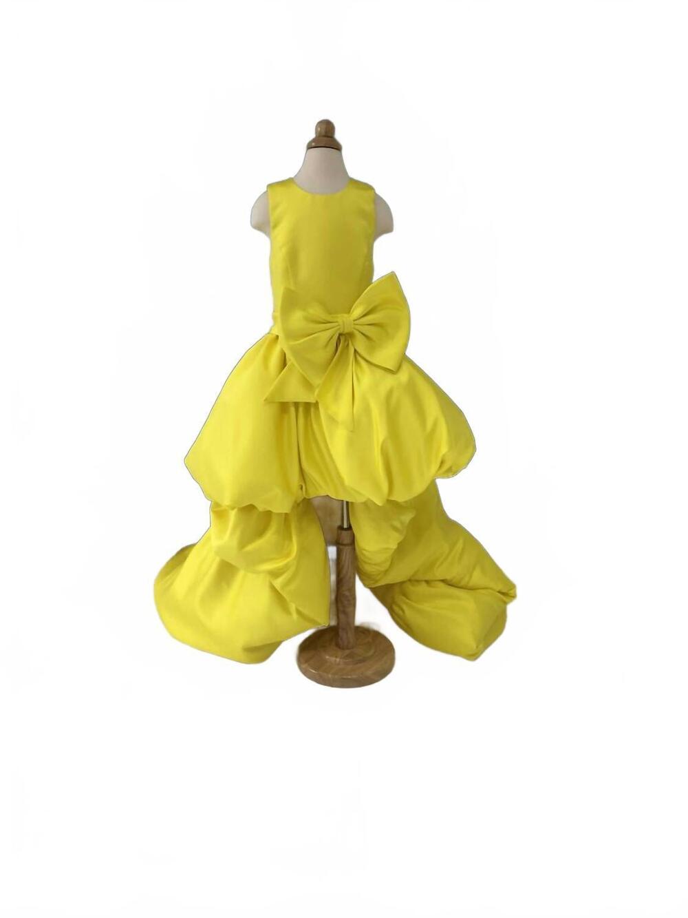 NEW ASHLEYLAUREN girl's high low gown in yellow